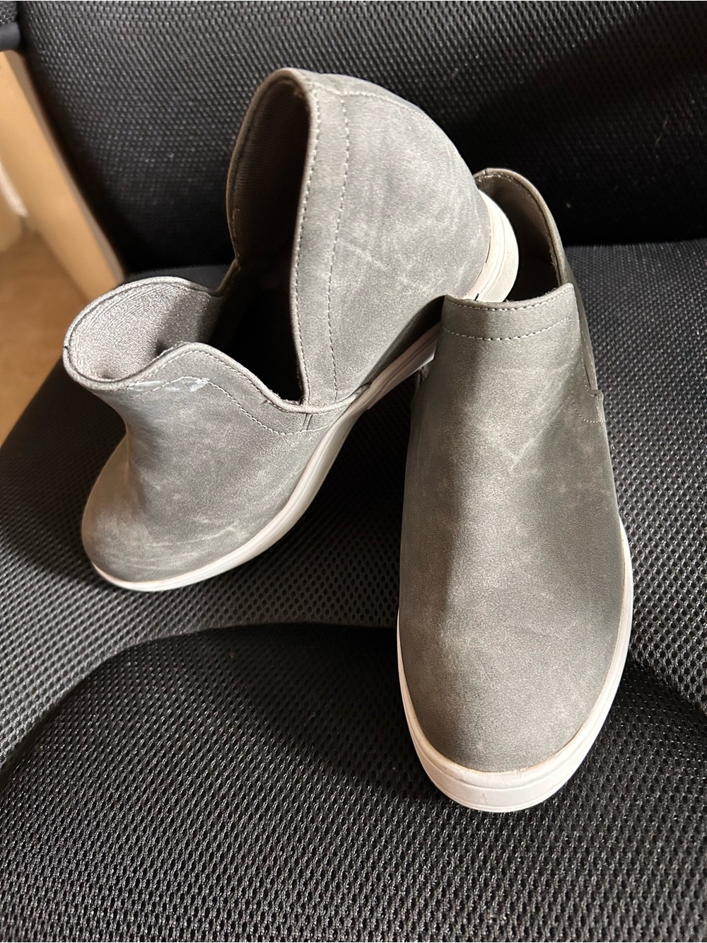 Journee Collection Gray Slip-On Suede Mules